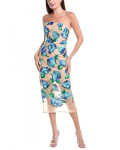 Платье Milly с вышивкой из сетки миди, бежевый