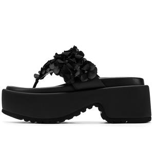 GG-CC Женские черные шлепанцы GG CC с износостойкой нескользящей платформой