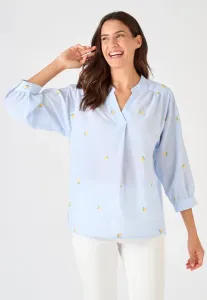 Блузка rayée et brodée цитрусового цвета Damart, Blue