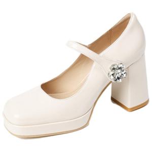 TATAYA Женские туфли Мэри Джейн на массивном каблуке экрю, цвет Ecru