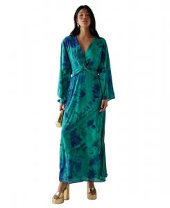 Женское шифоновое длинное платье с запахом и узлом спереди Warehouse, Green