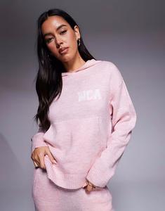 Трикотажная толстовка с капюшоном и университетской графикой в розовом цвете Asos Weekend Collective