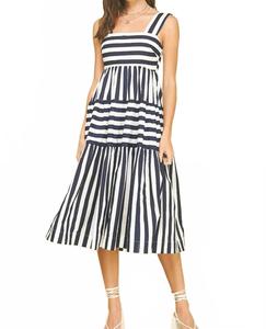 Платье миди All You Need в полоску, цвет navy PINCH