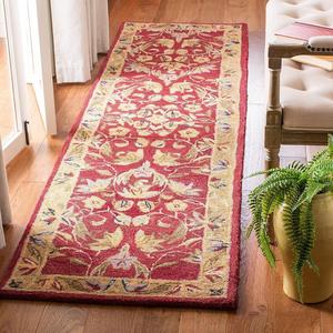 Ковер-дорожка SAFAVIEH, 69 x 427 см, Anatolia Collection, бордовый и золотой, ручной работы традиционный восточный шерстяной, идеален для помещений с высокой проходимостью в гостиной, спальне (AN526A)