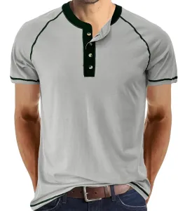 Футболка мужская летняя хенли с v-образным вырезом и коротким рукавом