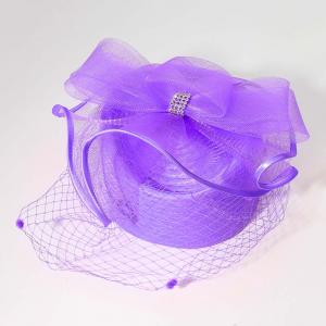 Шляпка-фасинатор с бантом и заостренным концом, выполненная из каменной сетки FASHNZFAB, лавандовый