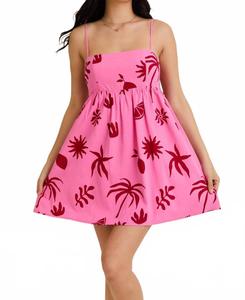 Розовое платье-бэби долл мини LE LIS