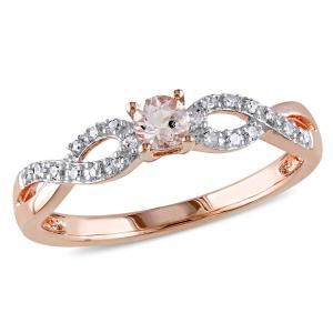 Кольцо Mimi & Max с бриллиантом TDW 1/10 карата и морганитом в форме бесконечности из розового серебра Mimi & Max, розовый
