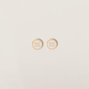 Серьги из металла с эмалью MIU MIU, белый