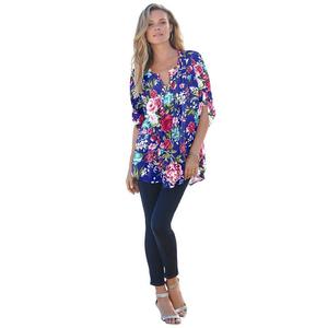 Женская большая рубашка больших размеров Tara со складками Roaman's, цвет Twilight Blue Rose