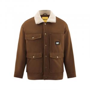 Куртка пуховая в стиле Бэйна мужская CAT, коричнево-красная