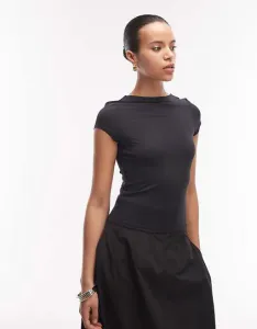 Черный облегающий топ с овальными рукавами и овальной спинкой ASOS DESIGN