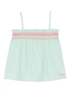 Топ в полоску с отделкой в технике "смок" Bonton, зеленый