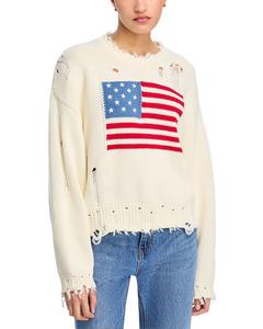 Свободный укороченный свитер с американским флагом Denimist, белый