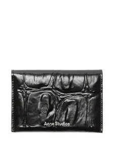 Тисненый кожаный держатель для карт Acne Studios, черный