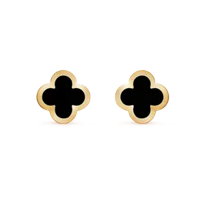 Серьги-гвоздики Van Cleef & Arpels Pure Alhambra, 18-ct желтое золото, оникс