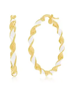 Позолоченные серьги-кольца из стерлингового серебра с эмалью, 30 мм Simona, white