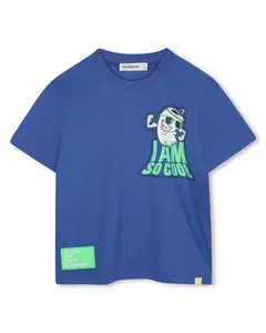 Детская футболка синего цвета из хлопка Billieblush, синий