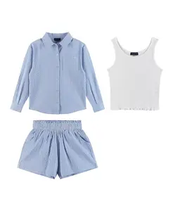 Набор для девочек: голубая рубашка на пуговицах и шорты Big Girls Toddler/Child Andy & Evan, синий