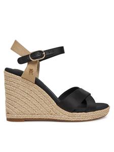 Эспадрильи Satin High Wedge Espadrille FW0FW08602 Tommy Hilfiger, черный