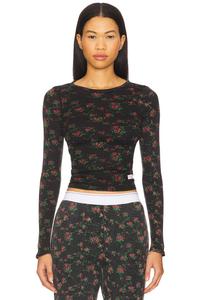 Длиннорукавная футболка с круглым воротом Alexander Wang, washed black multi