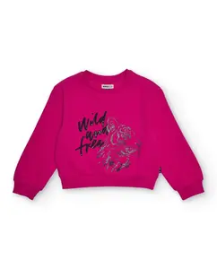 Фуксиевая толстовка для девочки с принтом тигра и надписью Tuc tuc, розовый