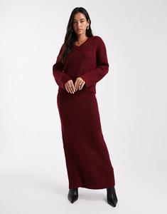 Юбка макси в рубчик от 4th & Reckless бордового цвета