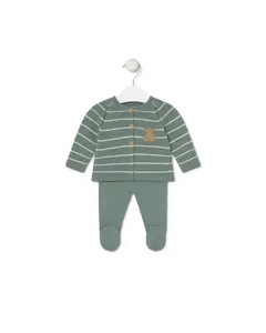 Комплект для малыша из хлопкового трикотажа с джемпером и лосинами Tous, зеленый