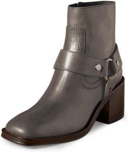 Женские ботильоны Pazzion с закрытым квадратным носком, заклепками, боковой молнией, средней массивной квадратной платформой, для формальной работы и повседневной носки, теплые, размеры US 4-16, Grey