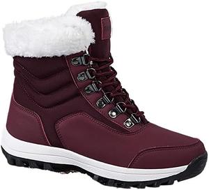 Зимние женские ботинки, снежные ботинки с утеплителем и меховой подкладкой, водонепроницаемые, с нескользящей подошвой, утепленные, для прогулок на улице, уютные ботильоны для холодной погоды Qacksv, Red