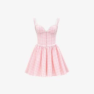 Платье мини корсет House Of Cb Brigitte из смесового льна с принтом, бело-розовый