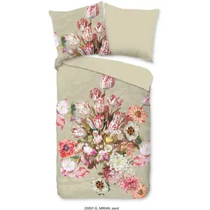 Двустороннее постельное белье «Доброе утро» «Миран», хлопок, 135х200, 2 шт., молния, двусторонний вид, цветы Good Morning, цвет Sand