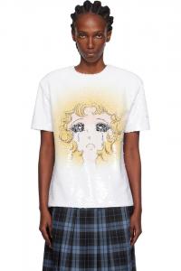 Футболка с пайетками "Плачущая девочка" Pushbutton, Wh