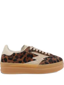 Кроссовки с анималистичным принтом и логотипом Moa Concept, коричневый