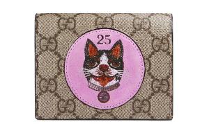 Кошелек GG Supreme Canvas With Leather Card Holder, Regular, женский, Ebony/Pink/Red GUCCI, Set (Bag+Dust Bag)