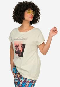 Футболка с принтом GROSSER RUNDHALS ÜBERSCHNITTENE SCHULTERN Angel of Style, кремовый