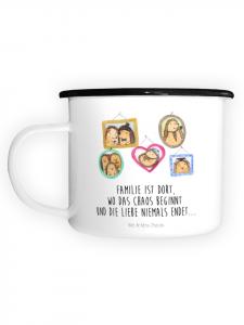 Эмалированная кружка XL Семья ежиков с белой надписью Mr. & Mrs. Panda