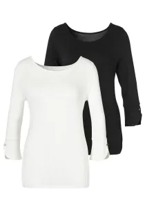 Рубашка Vivance с рукавом 3/4, модными манжетами и золотистыми пуговицами, черный