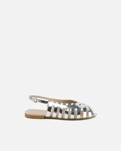 Кожаные балетки для девочек на нескольких бретелях Eli 1957, серебряный