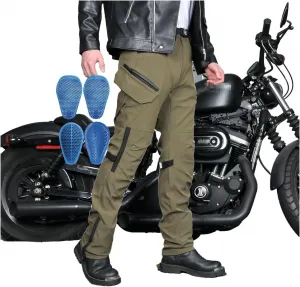 Мужские всесезонные мотоциклетные брюки, эластичные джинсы с защитой, сертифицированные по стандарту CE защитные вставки на коленях и бедрах, водонепроницаемые, Brown