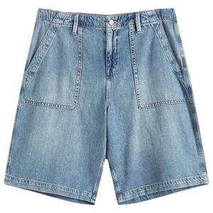 Легкие льняные шорты-бермуды Good American, индиго