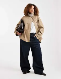 Ржаная объемная накидка с клетчатой ??подкладкой ASOS DESIGN Curve