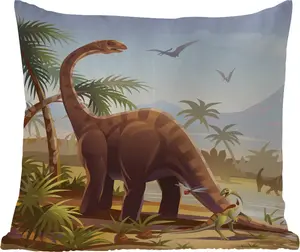 Подушка для улицы - Динозавр - Пейзаж - Тропики - Дети - Мальчики - 60 x 60 см - Водонепроницаемая - Подушка для отдыха - Декоративная - Подушка для сна MuchoWow