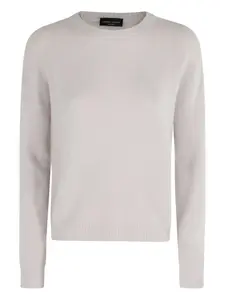Свитер с круглым вырезом из смеси кашемира и шелка Roberto Collina, нейтральный