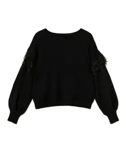 Свитер из смеси ангоры с перьями Twinset, синий