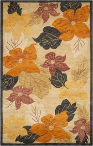 Ковер SAFAVIEH, 275 x 366 см, Tibetan Collection - Black & Rust, ручной вязки цветочный из шерсти, идеален для помещений с высокой проходимостью в гостиной, спальне (TB518A)