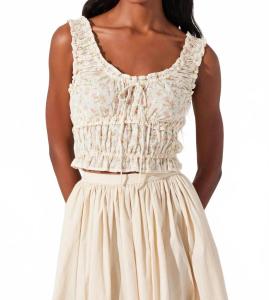 Кремовый укороченный топ с цветочным ажуром Kissel Floral ASTR