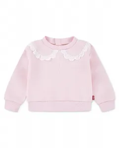 Футболка с круглым вырезом и свободным кроем с воротником Питера Пэна для маленькой девочки Levi's, розовый