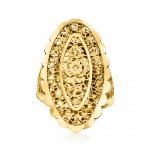 Кольцо Ross-Simons Italian из 18-каратного желтого золота с цветочным узором и ажурным овалом Ross-Simons, желтый