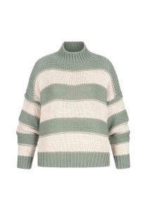Джемпер PULLOVER MIT HIGH-NECK UND STREIFEN-MUSTER Cloud 5ive, зеленый